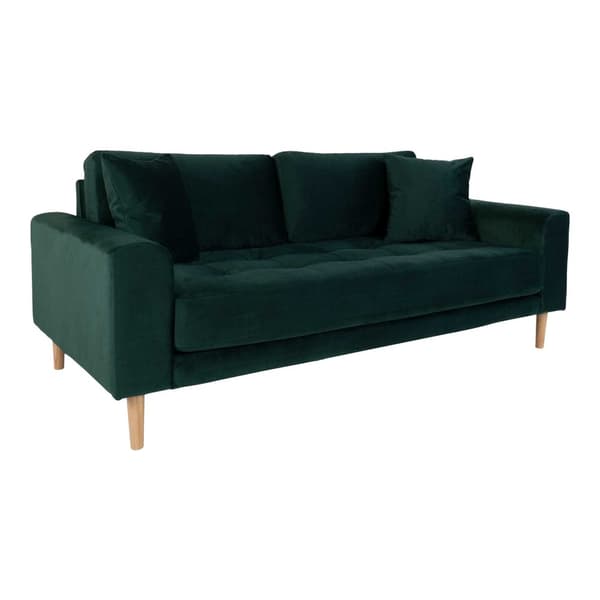 Lido sofa 2,5 seter velur inkl. 2 pynteputer, grønn.