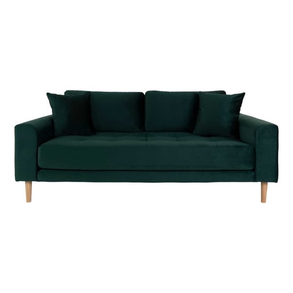 Lido sofa 2,5 seter velur inkl. 2 pynteputer, grønn.