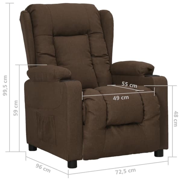 vidaXL Reclinerfåtölj brun tyg