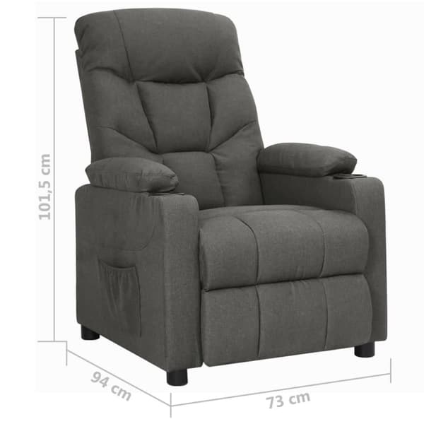 vidaXL Reclinerfåtölj mörkgrå tyg