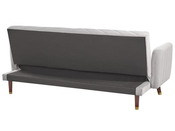 Bäddsoffa 3-sits Sammet Grå Träben Modern Vardagsrum