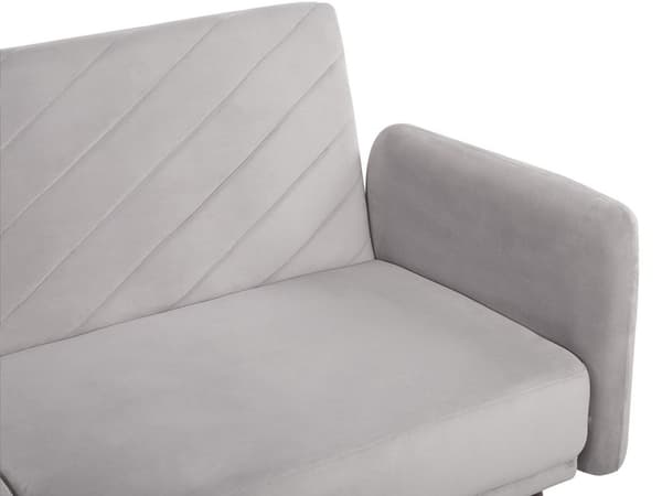 Bäddsoffa 3-sits Sammet Grå Träben Modern Vardagsrum