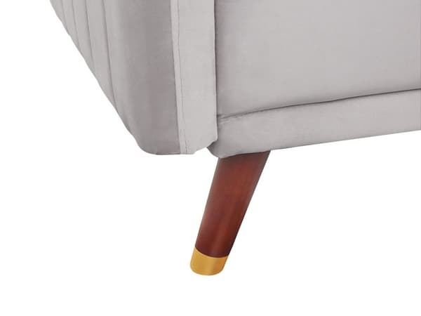 Bäddsoffa 3-sits Sammet Grå Träben Modern Vardagsrum