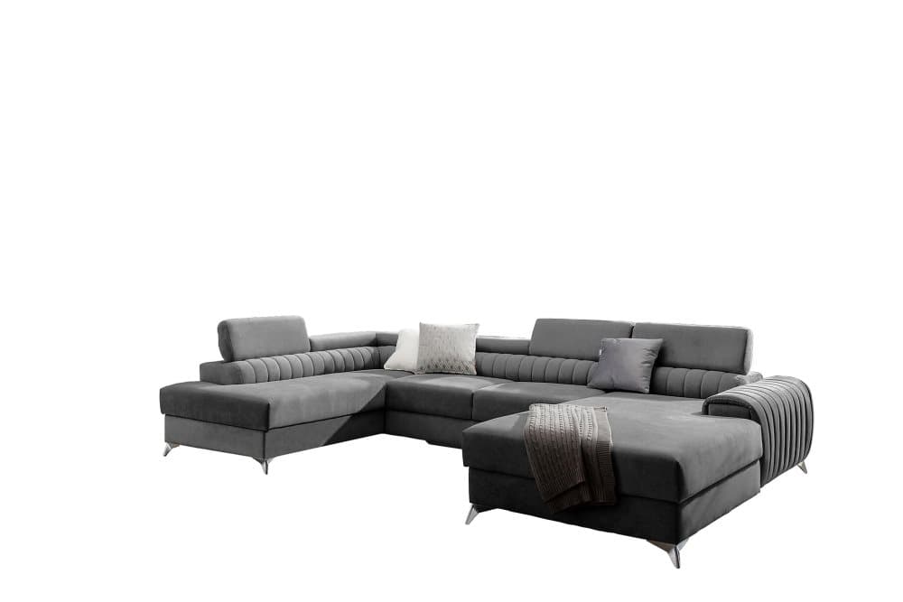 Katashi Bäddsoffa m. Divan och Schäslong med Förvaring Grå