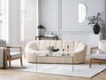 Miniatyrbild 2 av 11: Soffa 3-sits Vitt Tyg Glam Inga Armstöd Boucle Njurformad Bred rygg Vardagsrum