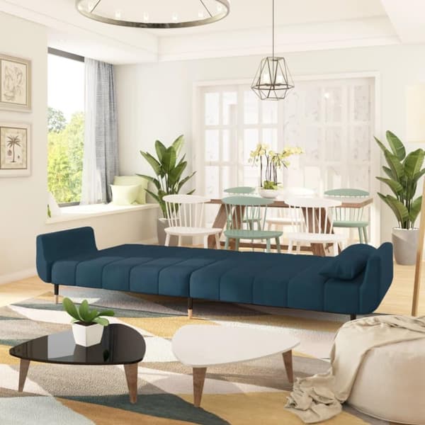 vidaXL 2-personers sovesofa med 2 puder fløjl blå