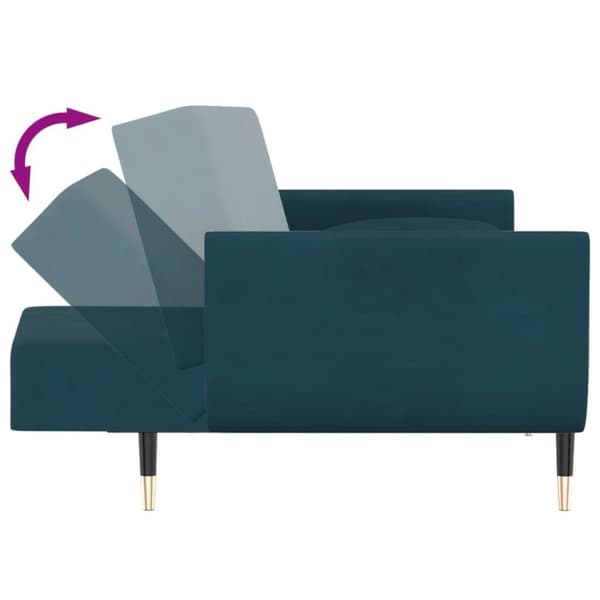 vidaXL Bäddsoffa 2-sits med två kuddar blå sammet