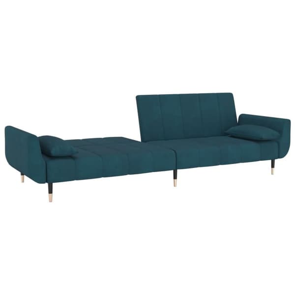 vidaXL Bäddsoffa 2-sits med två kuddar blå sammet