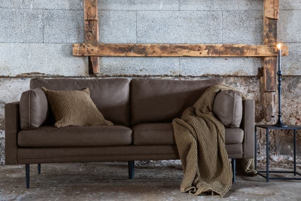 Boom soffa 3-sits PU-läder brun.