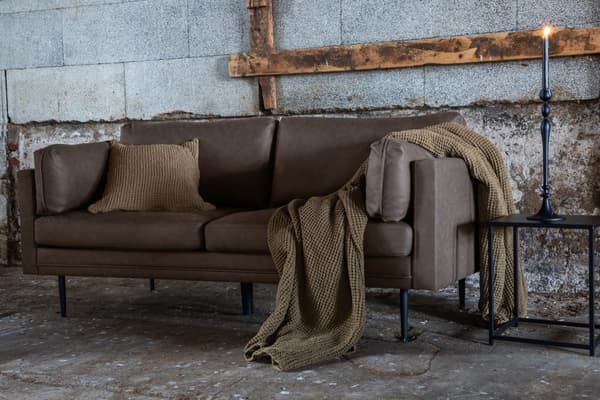 Boom soffa 3-sits PU-läder brun.