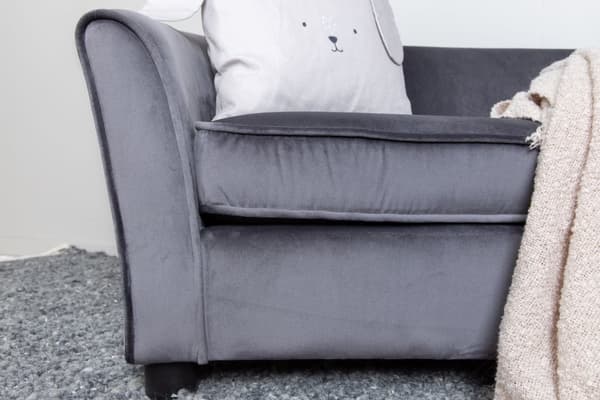 Velvet sofa 2 seter til barn grå.