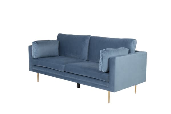 Boom sofa 3 seter velour blå.