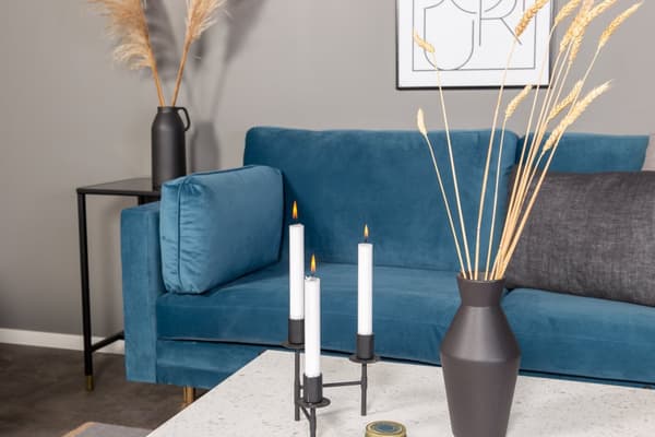 Boom sofa 3 seter velour blå.