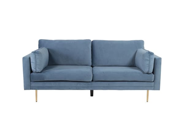 Boom sofa 3 seter velour blå.