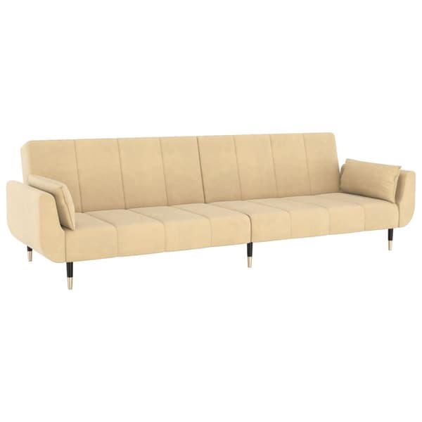 vidaXL 2-personers sovesofa med 2 puder fløjl cremefarvet