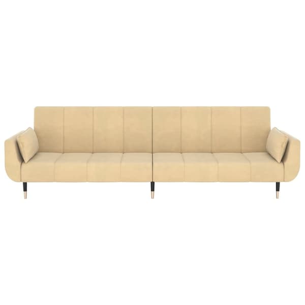 vidaXL 2-personers sovesofa med 2 puder fløjl cremefarvet