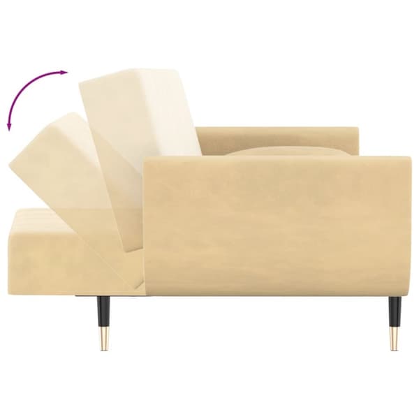 vidaXL 2-personers sovesofa med 2 puder fløjl cremefarvet