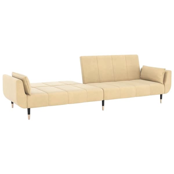 vidaXL 2-personers sovesofa med 2 puder fløjl cremefarvet
