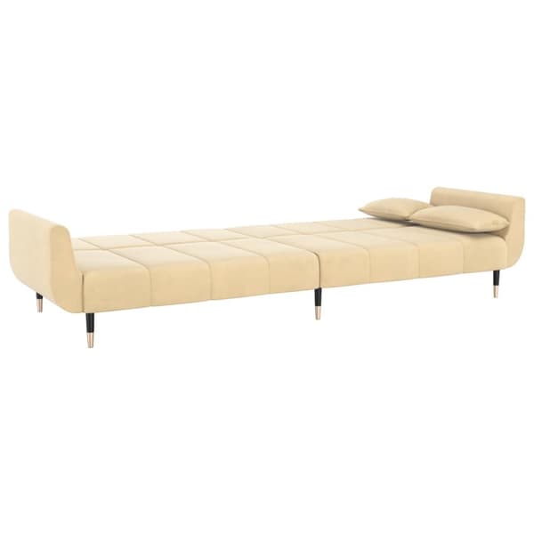 vidaXL 2-personers sovesofa med 2 puder fløjl cremefarvet