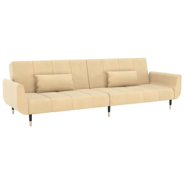 vidaXL 2-personers sovesofa med 2 puder fløjl cremefarvet