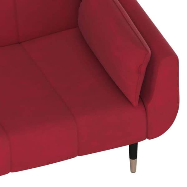vidaXL Bäddsoffa 2-sits med två kuddar vinröd sammet