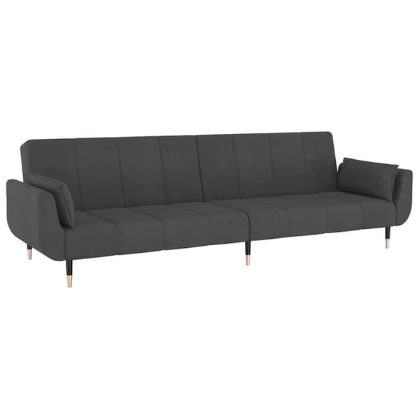 vidaXL Bäddsoffa 2-sits med två kuddar mörkgrå sammet