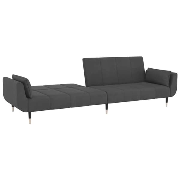 vidaXL Bäddsoffa 2-sits med två kuddar mörkgrå sammet