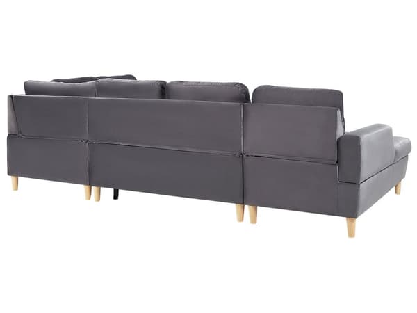 4-sits Hörnsoffa Grå Sammetsklädsel Förvaring Schäslong U-formad Modern Design