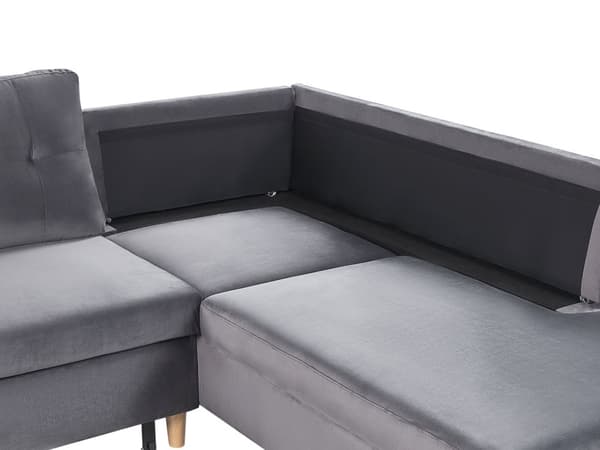 4-sits Hörnsoffa Grå Sammetsklädsel Förvaring Schäslong U-formad Modern Design