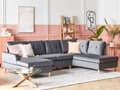 Miniatyrbild 2 av 11: 4-sits Hörnsoffa Grå Sammetsklädsel Förvaring Schäslong U-formad Modern Design