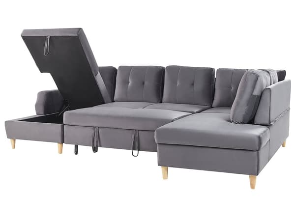 Hjørnesofa Grå Stilfuld og Elegant med Sovefunktion Polstret Velour