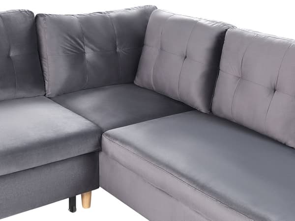 Hjørnesofa Grå Stilfuld og Elegant med Sovefunktion Polstret Velour