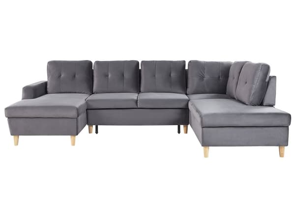 Hjørnesofa Grå Stilfuld og Elegant med Sovefunktion Polstret Velour