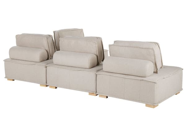 Kulmasohva beige polyesterikangasta 300 x 200 cm neljälle L-muotoinen moduulisohva moderni tyyli
