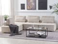 Pikkukuva 2 / 11: Kulmasohva beige polyesterikangasta 300 x 200 cm neljälle L-muotoinen moduulisohva moderni tyyli