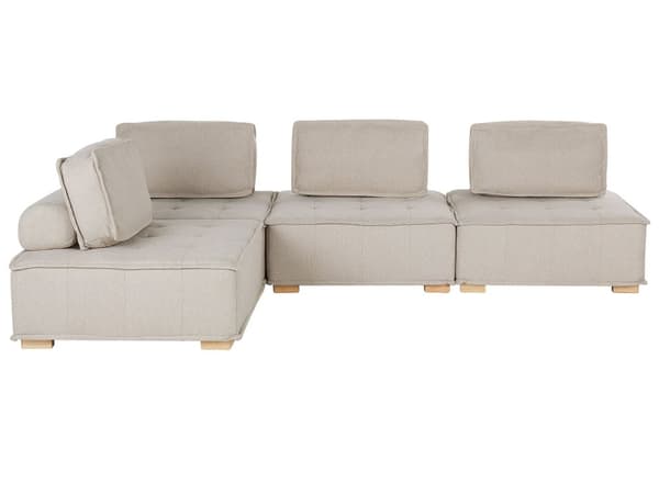 Kulmasohva beige polyesterikangasta 300 x 200 cm neljälle L-muotoinen moduulisohva moderni tyyli