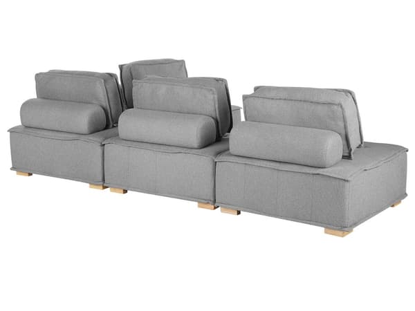 Kulmasohva harmaa polyesterikangasta 300 x 200 cm neljälle L-muotoinen moduulisohva moderni tyyli