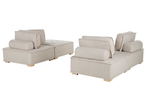 Sohvasetti beige polyesterikangasta 300 x 200 cm neljälle moduulisohva moderni tyyli