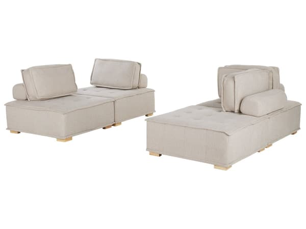 Sohvasetti beige polyesterikangasta 300 x 200 cm neljälle moduulisohva moderni tyyli