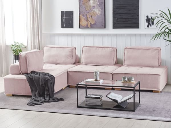 4-sits Hörnsoffa Rosa Polyesterklädsel Modulsoffa L-formad Skandinavisk Modern