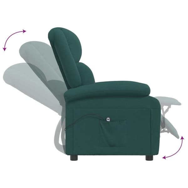 vidaXL Elektrisk reclinerfåtölj mörkgrön tyg