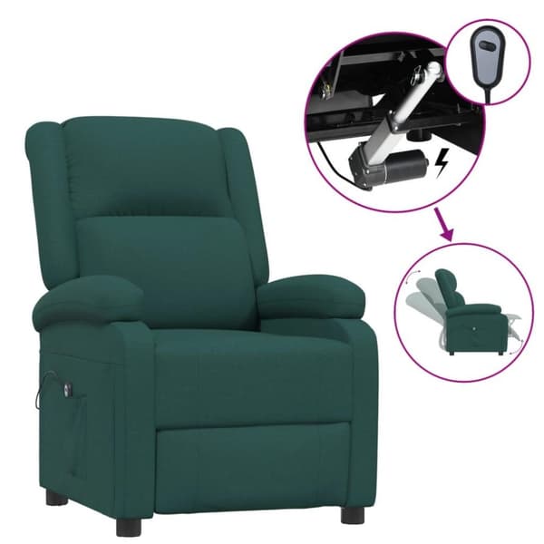 vidaXL Elektrisk reclinerfåtölj mörkgrön tyg