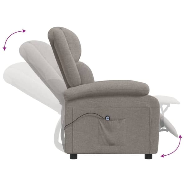 vidaXL Elektrisk reclinerfåtölj taupe tyg