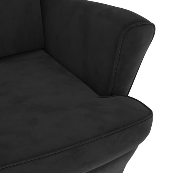 vidaXL Öronlappsfåtölj med pall svart sammet