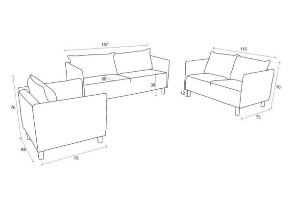 Sofasæt 3+2+1 Bodin stof