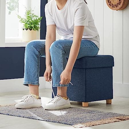 Istuinlaatikko -, Pouf - rahi säilytystilalla - kansi puujaloilla