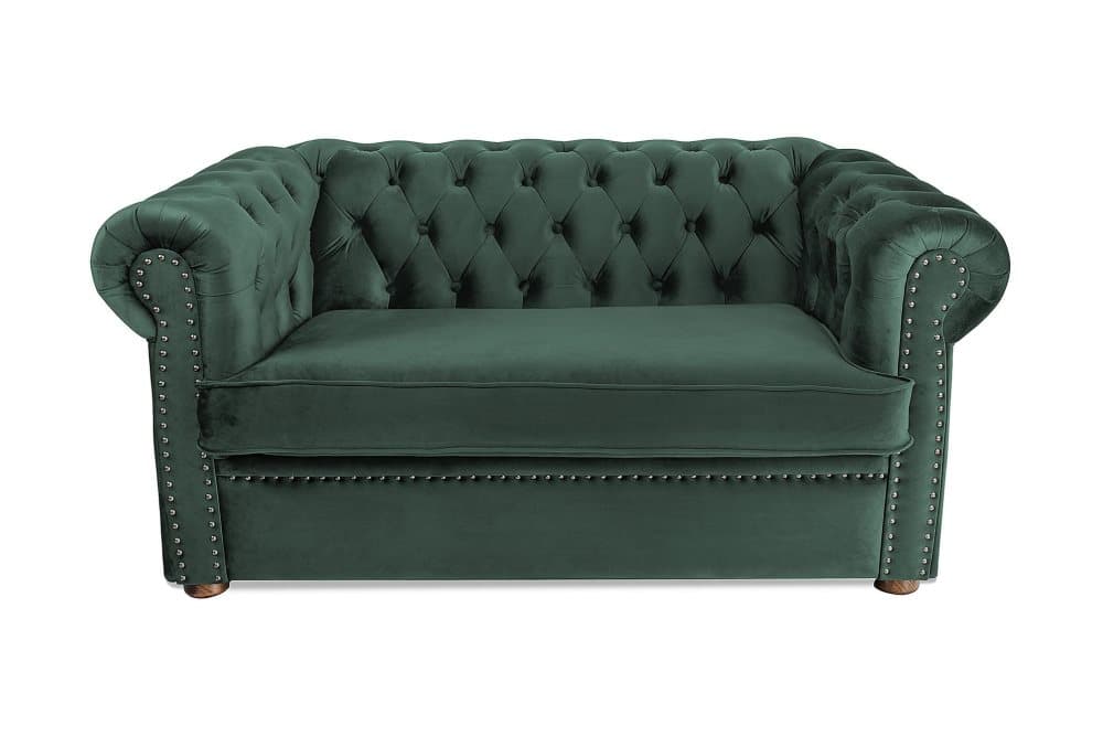 CHESTERFIELD DELUXE bäddsoffa 2-sits Mörkgrön