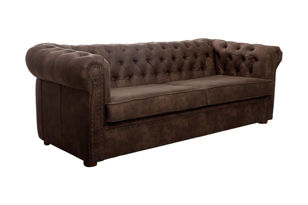 CHESTERFIELD DELUXE bäddsoffa 3-sits Mörkbrun