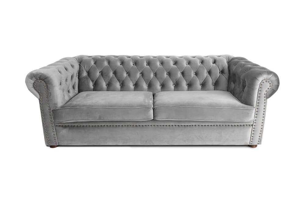 CHESTERFIELD DELUXE bäddsoffa 3-sits Grå