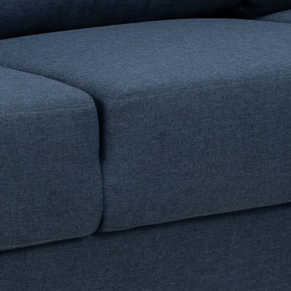 Calverton hjørnesofa med chaiselong venstrevendt i mørkeblå stof og med chrome ben.